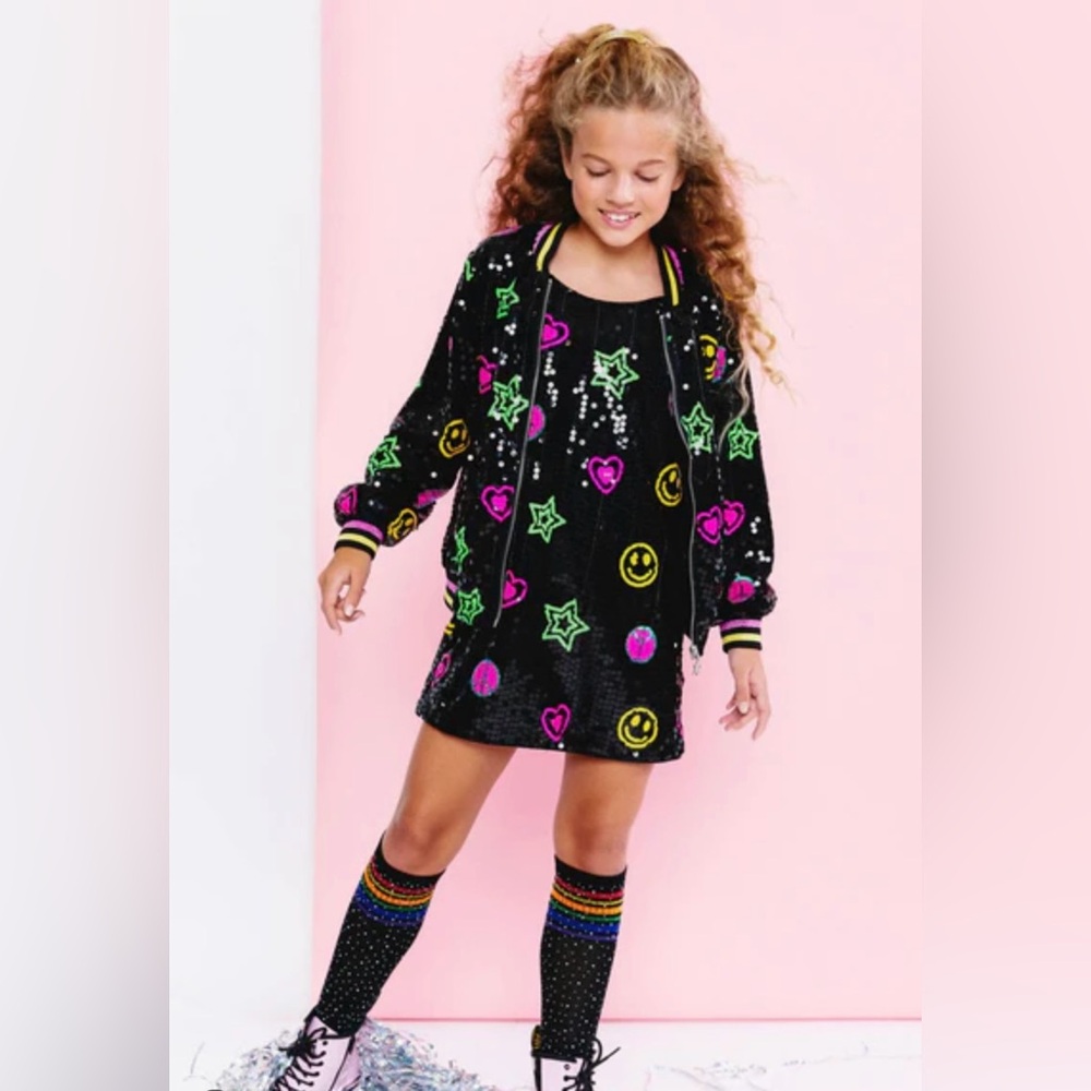 Lola + The Boys Black and Pink Sequin Slip Dress